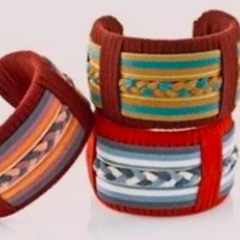 DANNIJO Tasha Suede Braided Cuff Bracelet NWOT $325 Red White Blue